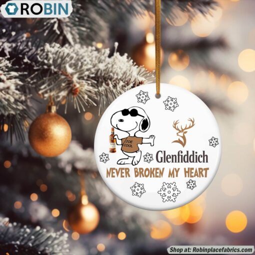 Snoopy Glenfiddich Single Malt Never Broke My Heart Christmas Ornament