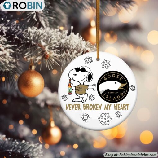 Snoopy Goose Island IPA Never Broke My Heart Christmas Ornament