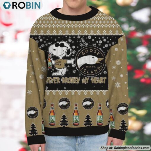 Snoopy Goose Island IPA Never Broke My Heart Christmas Ugly Sweatshirt and Sweater