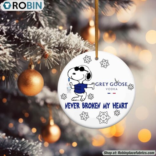 Snoopy Grey Goose Vodka Never Broke My Heart Christmas Ornament