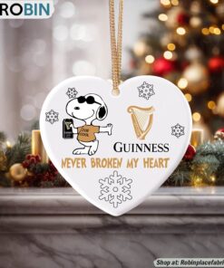 Snoopy Guinness Draught Beer Never Broke My Heart Christmas Ornament