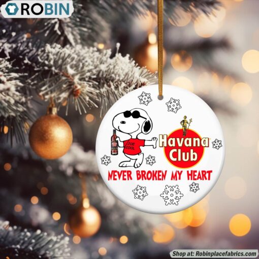 Snoopy Havana Club Rum Never Broke My Heart Christmas Ornament