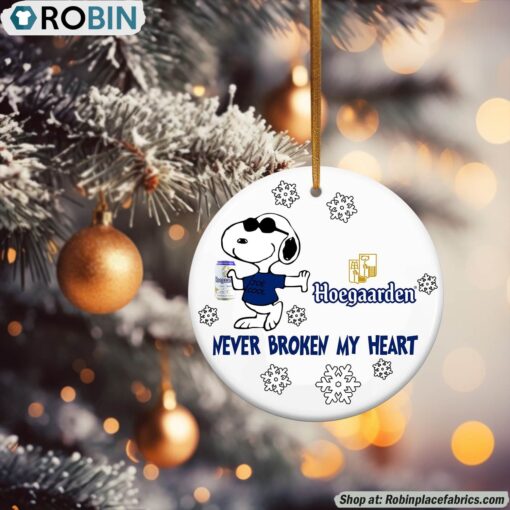 Snoopy Hoegaarden beer Never Broke My Heart Christmas Ornament