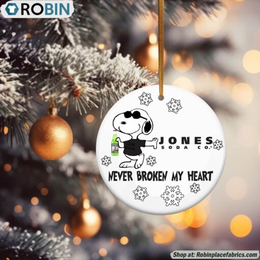 Snoopy Jones Soda Never Broke My Heart Christmas Ornament