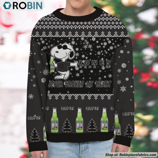Snoopy Jones Soda Never Broke My Heart Christmas Ugly Sweatshirt and Sweater
