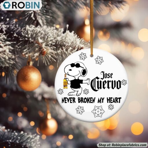 Snoopy Jose Cuervo Tequila Never Broke My Heart Christmas Ornament