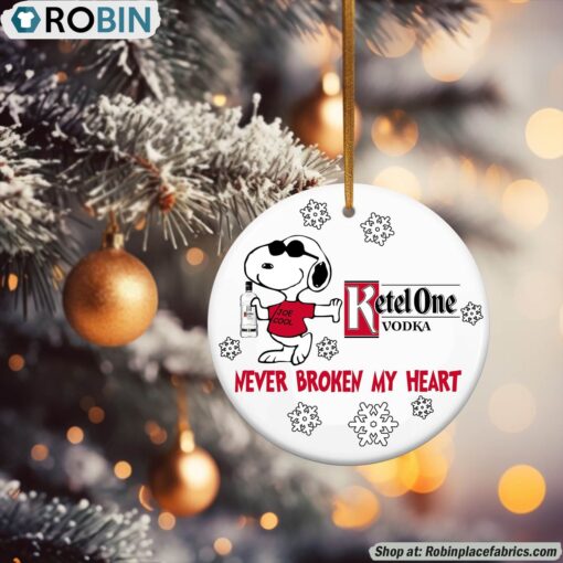 Snoopy Ketel One Vodka Never Broke My Heart Christmas Ornament