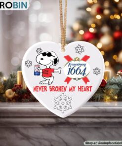 Snoopy Kronenbourg 1664 Beer Never Broke My Heart Christmas Ornament