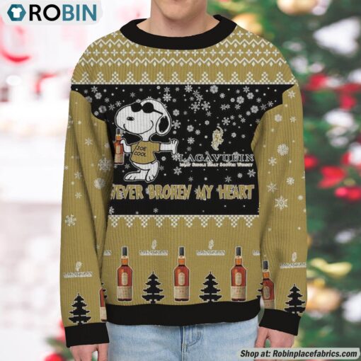 Snoopy lagavulin whisky Never Broke My Heart Christmas Ugly Sweatshirt and Sweater