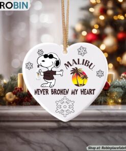 Snoopy Malibu Rum Never Broke My Heart Christmas Ornament
