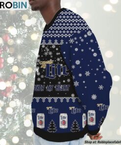 Snoopy Miller Lite Beer Never Broke My Heart Christmas Ugly Sweatshirt and Sweater