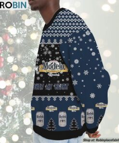 Snoopy Modelo Especial Beer Never Broke My Heart Christmas Ugly Sweatshirt and Sweater