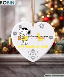Snoopy Mount Gay Rum Never Broke My Heart Christmas Ornament