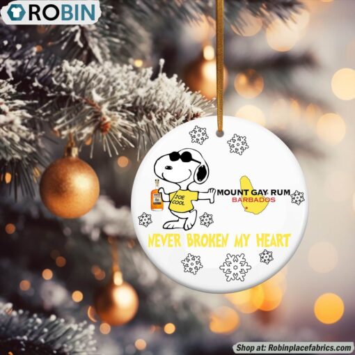 Snoopy Mount Gay Rum Never Broke My Heart Christmas Ornament