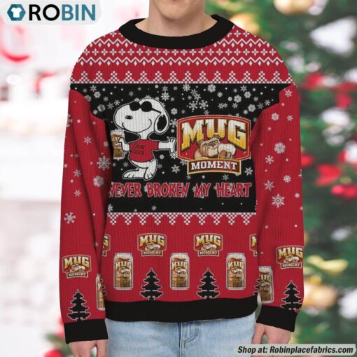 Snoopy Mug Root Beer Never Broke My Heart Christmas Ugly Sweatshirt and Sweater