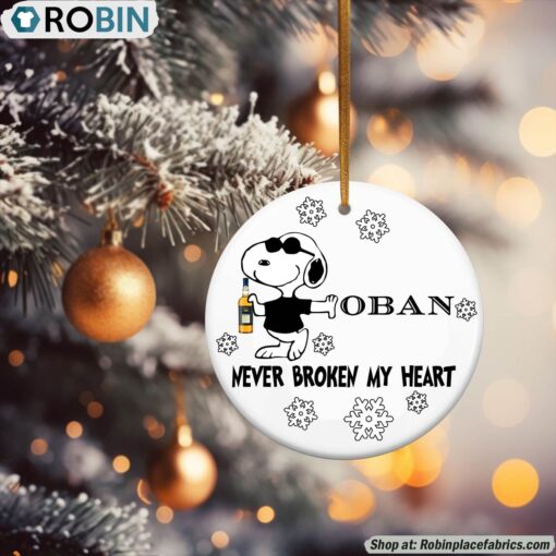 Snoopy Oban whisky Never Broke My Heart Christmas Ornament