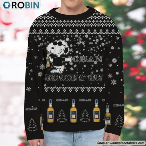 Snoopy Oban whisky Never Broke My Heart Christmas Ugly Sweatshirt and Sweater