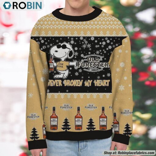 Snoopy Old Forester Never Broke My Heart Christmas Ugly Sweatshirt and Sweater