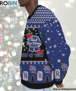 Snoopy Pabst Blue Ribbon Beer Never Broke My Heart Christmas Ugly Sweatshirt and Sweater