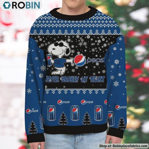 Snoopy Pepsi Never Broke My Heart Christmas Ugly Sweatshirt and Sweater