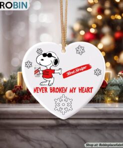 Snoopy Red Stripe Never Broke My Heart Christmas Ornament