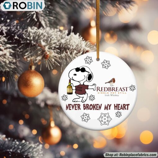 Snoopy Redbreast Whisky Never Broke My Heart Christmas Ornament
