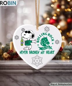 Snoopy Rolling Rock Never Broke My Heart Christmas Ornament