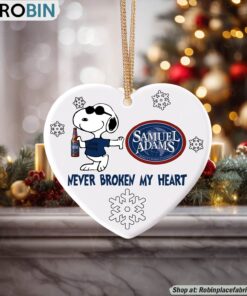 Snoopy Sam Adams Boston Lager Beer Never Broke My Heart Christmas Ornament