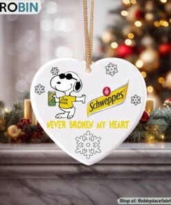 Snoopy Schweppes Ginger Ale Never Broke My Heart Christmas Ornament