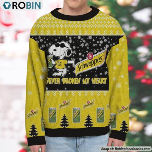 Snoopy Schweppes Ginger Ale Never Broke My Heart Christmas Ugly Sweatshirt and Sweater