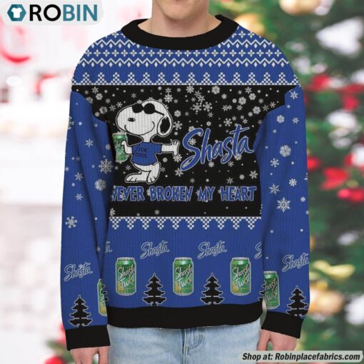 Snoopy Shasta Twist Soda Never Broke My Heart Christmas Ugly Sweatshirt and Sweater