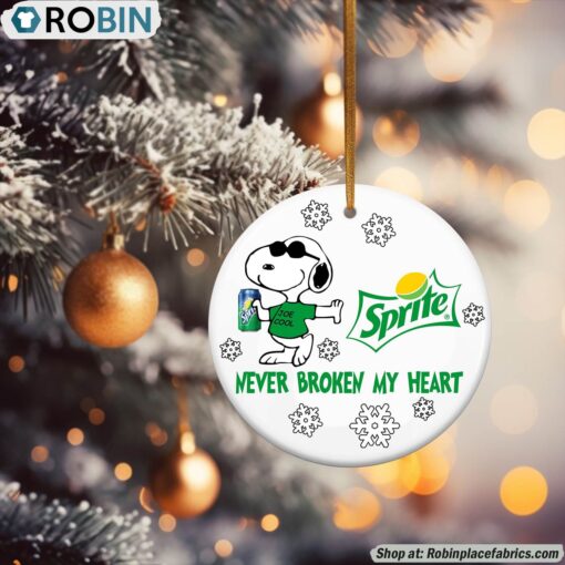 Snoopy Sprite Never Broke My Heart Christmas Ornament