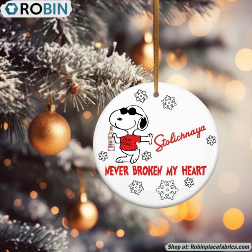 Snoopy Stolichnaya Vodka Never Broke My Heart Christmas Ornament