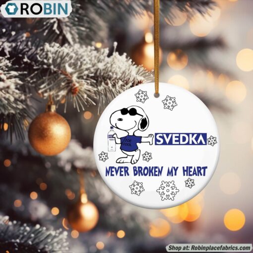 Snoopy Svedka Vodka Never Broke My Heart Christmas Ornament