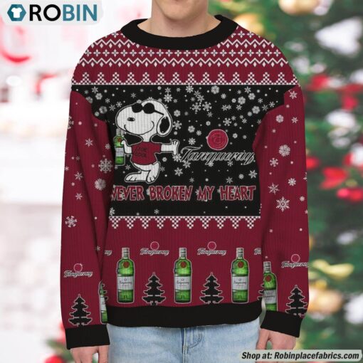 Snoopy Tanqueray Gin Never Broke My Heart Christmas Ugly Sweatshirt and Sweater