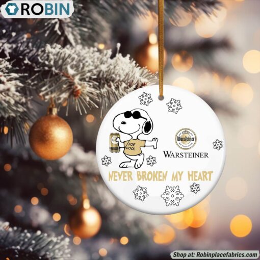 Snoopy Warsteiner beer Never Broke My Heart Christmas Ornament
