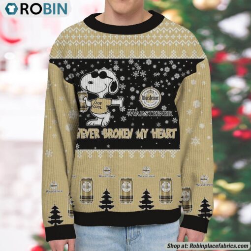 Snoopy Warsteiner beer Never Broke My Heart Christmas Ugly Sweatshirt and Sweater