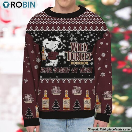 Snoopy Wild Turkey Never Broke My Heart Christmas Ugly Sweatshirt and Sweater