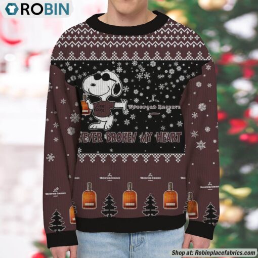 Snoopy Woodford Reserve Never Broke My Heart Christmas Ugly Sweatshirt and Sweater