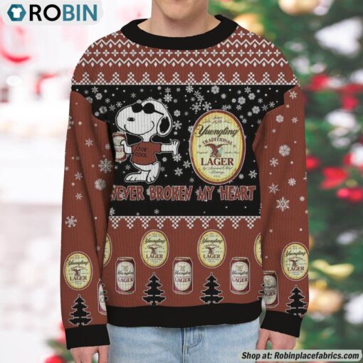 Snoopy Yuengling Traditional Lager Beer Never Broke My Heart Christmas Ugly Sweatshirt and Sweater