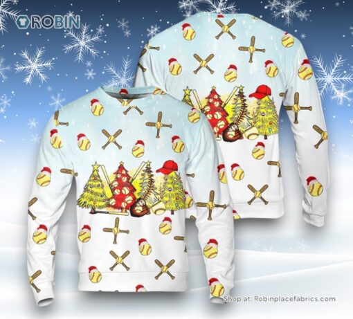 Softball Christmas Trees Ugly Christmas Sweatshirt, Sweater For Men And Women, Christmas Gift