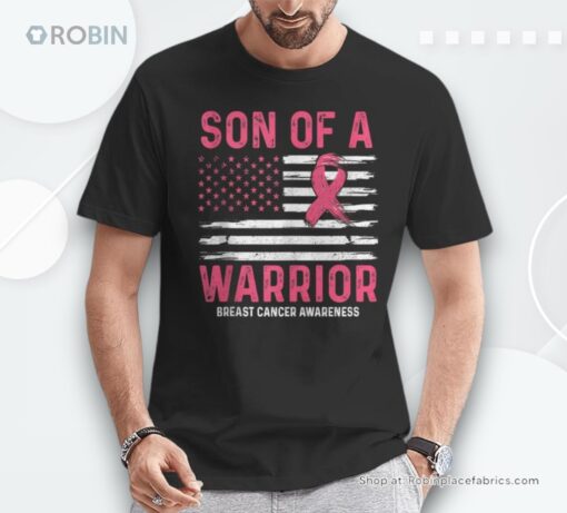 Son Of A Warrior Breast Cancer Awareness Month Usa Flag Shirt