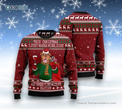 Spend Time With My Mastiff Ugly Christmas Sweatshirt, Sweater