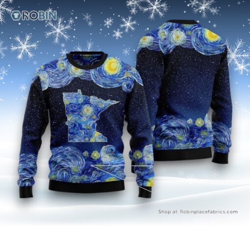 Starry Minnesota Ugly Christmas Sweatshirt, Sweater