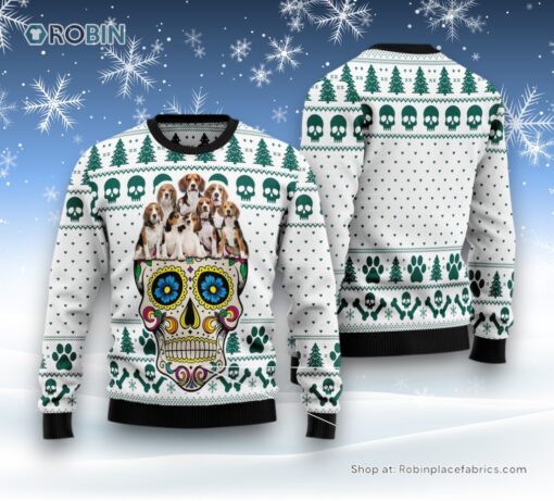 Sugar Skull Beagles Ugly Christmas Sweater