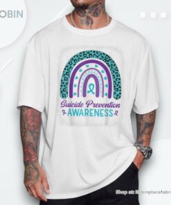 Suicide Prevention Awareness Rainbow Teal & Purple Ribbon Shirt