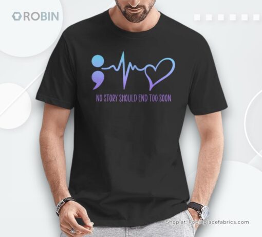 Suicide Prevention Awareness Semicolon Teal & Purple Ribbon Shirt