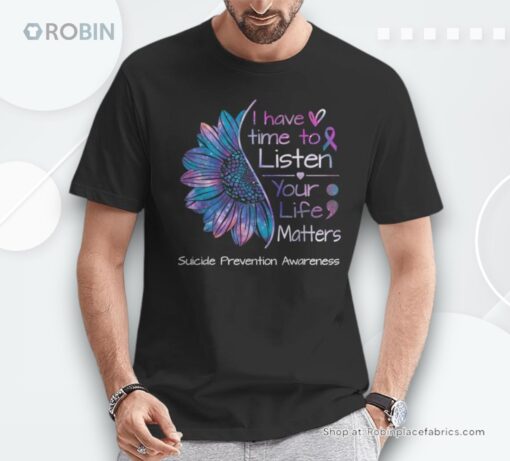 Suicide Prevention Awareness Sunflower Teal & Purple Ribbon Shirt