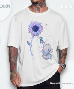 Suicide Prevention Awareness Teal & Purple Ribbon Elephant Shirt