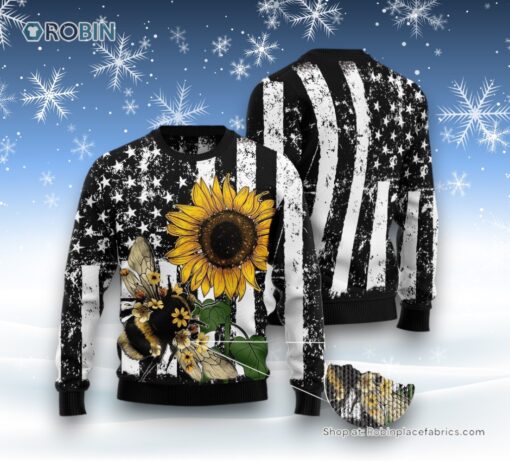 Sunflower Bee Ugly Christmas Sweater